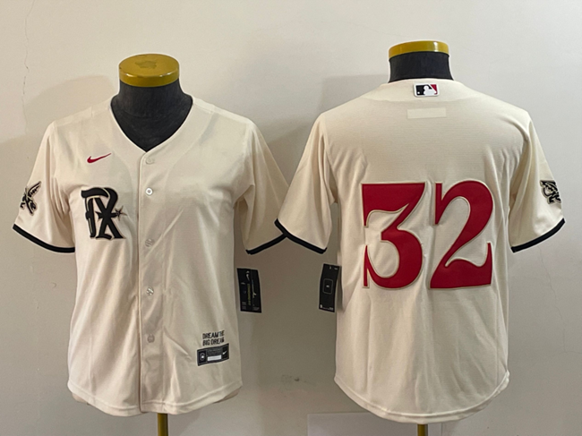 Youth Texas Rangers #32 Evan Carter Cream 2023 City Connect Stitched Baseball Jersey Youth Texas Rangers #32 Evan Carter Cream 2023 City Connect Stitched Baseball Jersey